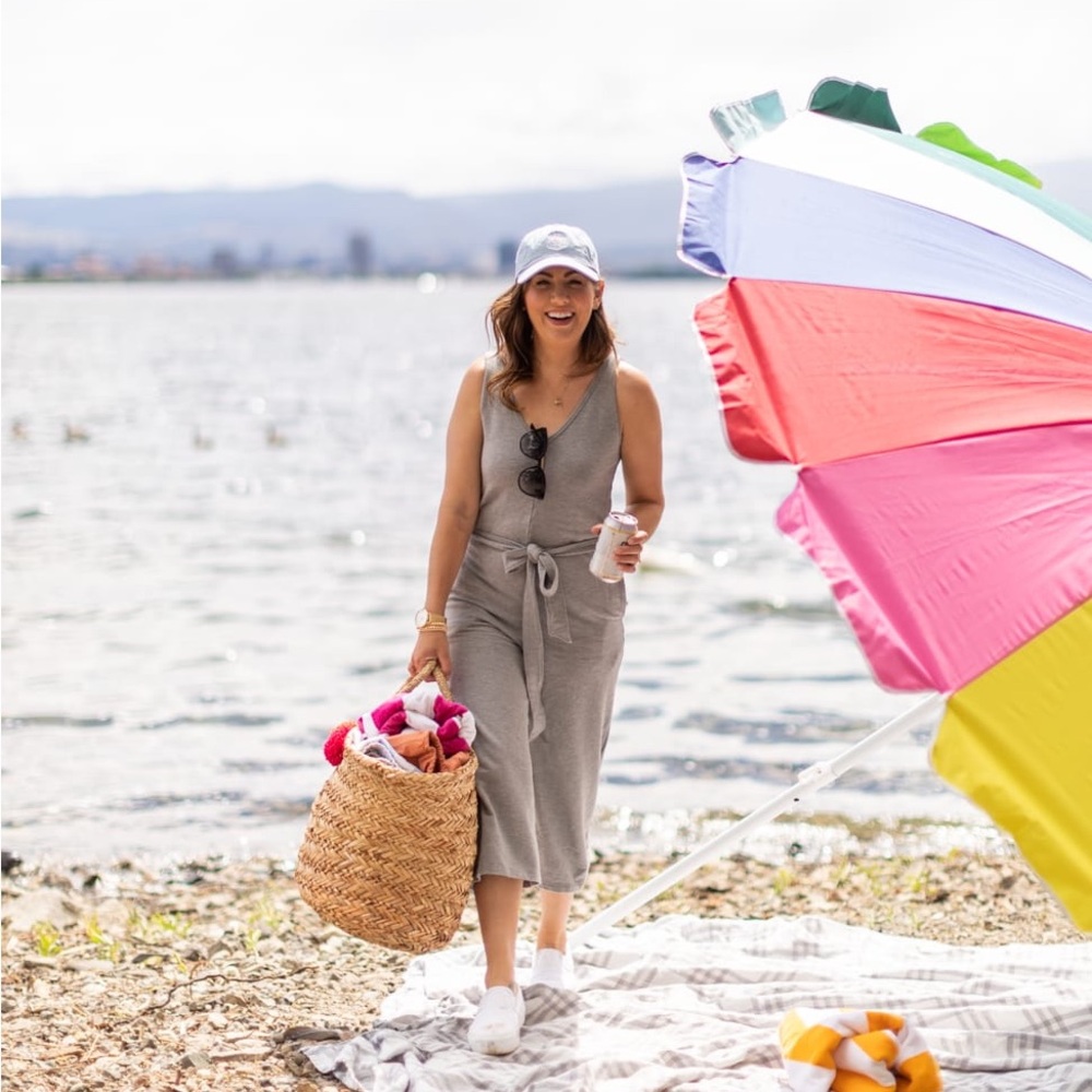 Smash + Tess x Jillian Harris Lakeside Romper, Sleeveless Wide Leg Slay Grey